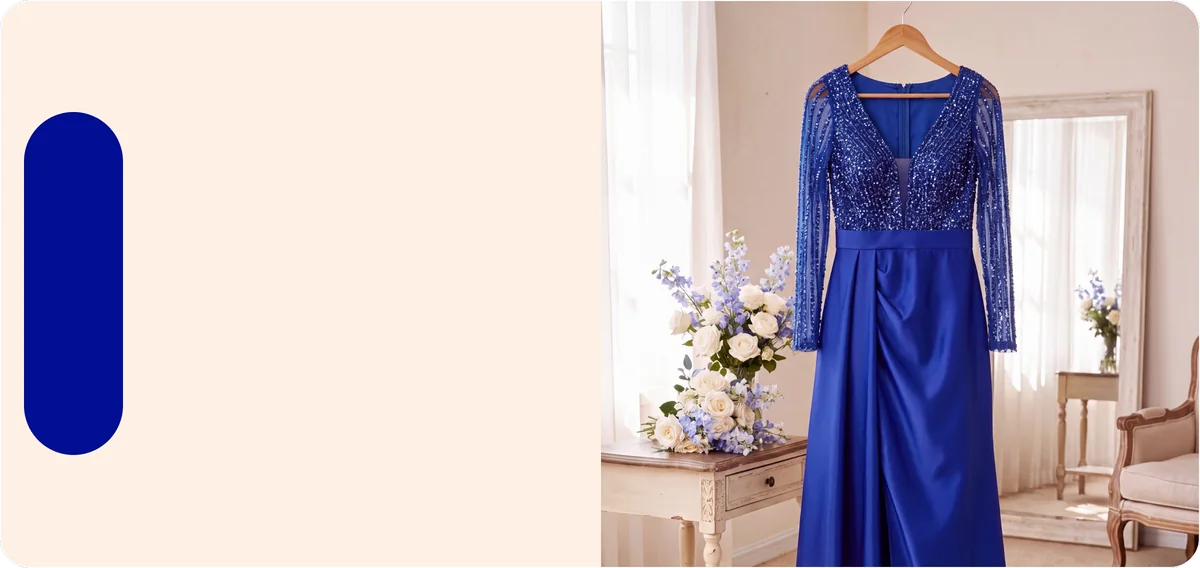 Vestido azul-marinho no cabide