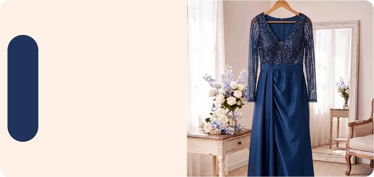 Vestido azul aço no cabide